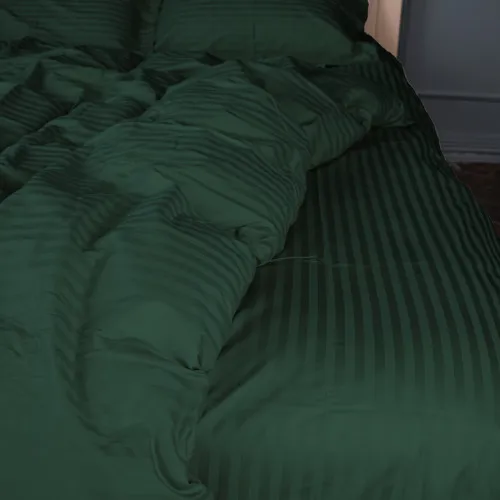 Простынь на резинке Satin Stripe 30-0017 Green - высота 25 см (детские 10 см)