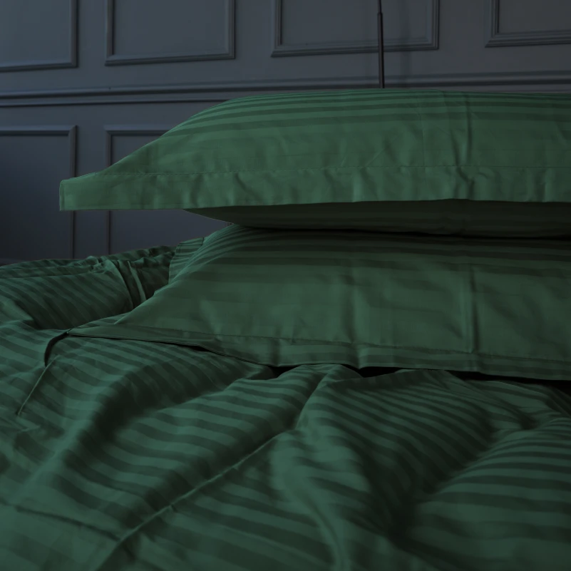 Простынь на резинке Satin Stripe 30-0017 Green - 5