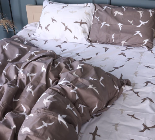 Підковдра Бязь 17-0826 Flying birds brown - 2