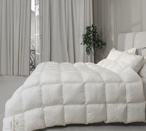Ковдра пухова касетна Raffaello White №063 90% білий пух Standart / 10% перо тик Premium