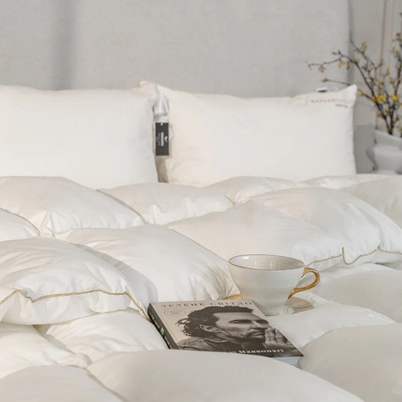 Одеяло пуховое кассетное Raffaello White №063 90% белый пух Standart / 10% перо тик Premium (зимнее+) - 12