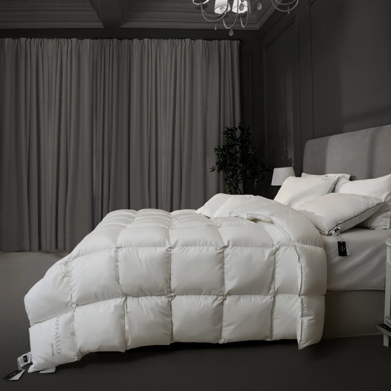 Одеяло пуховое кассетное Raffaello №053 90% серый пух Standart / 10% перо тик Premium (зимнее+) - 7