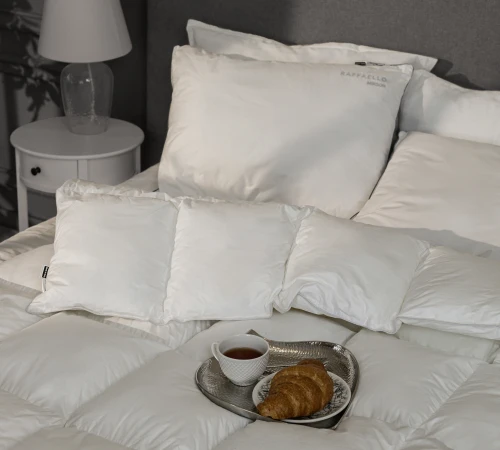 Ковдра пухова касетна Raffaello №053 90% сірий пух Standart / 10% перо тик Premium