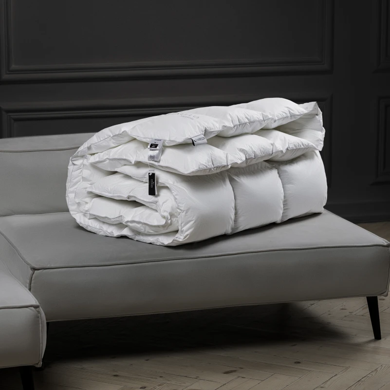 Одеяло пуховое кассетное Raffaello №053 90% серый пух Standart / 10% перо тик Premium (зимнее+) - 8