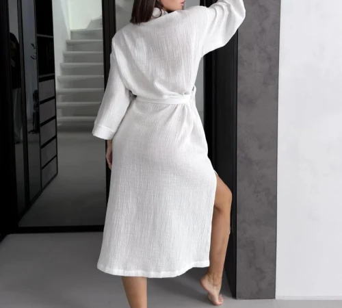 Халат "Muslin Touch long" white - 2