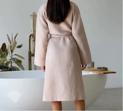 Халат "Soft Waffle long" beige - 2
