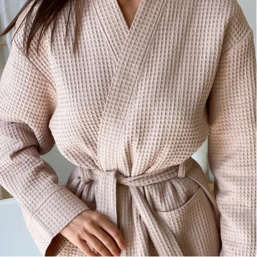 Халат "Soft Waffle long" beige - 3
