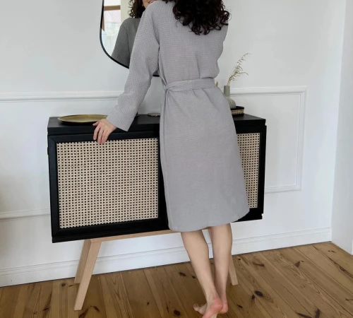 Халат "Soft Waffle long" gray - 2