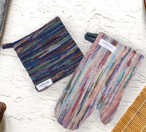 Набір №9000 Mint (прихватки 1 шт., рукавиці 1 шт., фартух 1 шт.) гобелен/вафля - 2