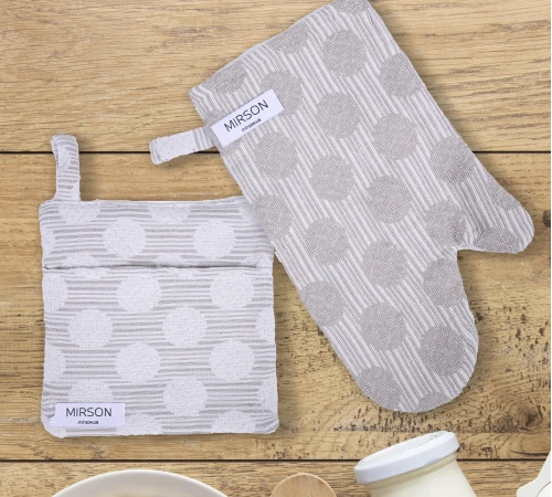 Набір №9003 Ashen (прихватки 1 шт., рукавиці 1 шт., фартух 1 шт.) гобелен/вафля - 2