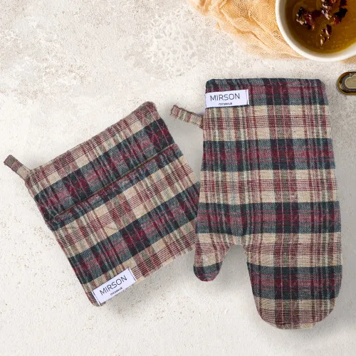 Набор №9001 Coffee (прихватки 1 шт., перчатки 1 шт., фартук 1 шт.) гобелен/вафля - 2