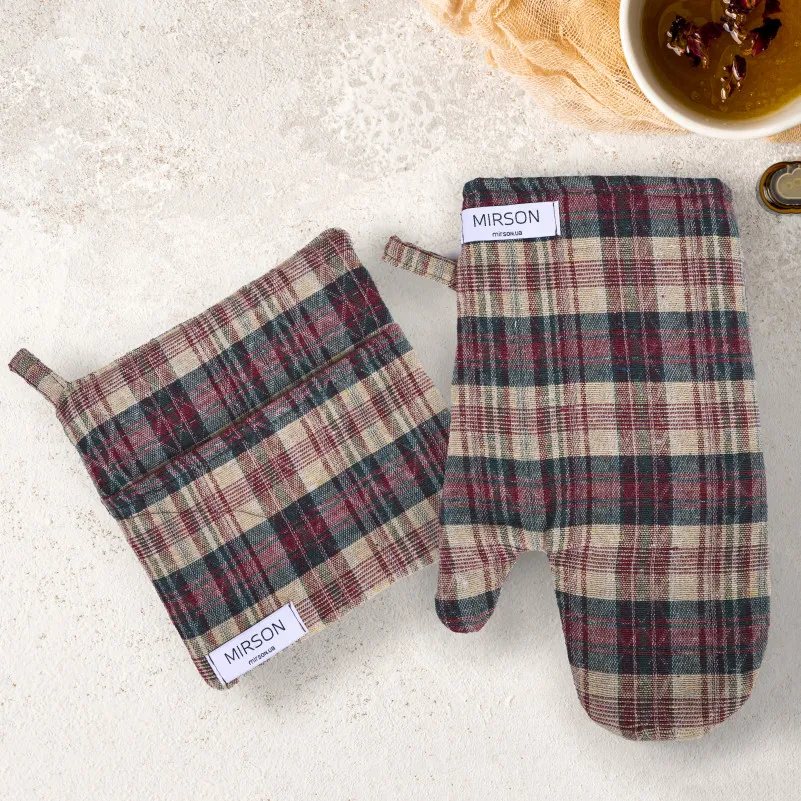 Набір №9001 Coffee (прихватки 1 шт., рукавиці 1 шт., фартух 1 шт.) гобелен/вафля - 1