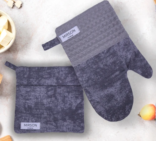 Набір №8001 Gray (прихватка 1 шт., рукавиця 1 шт.) Дак/Вафля
