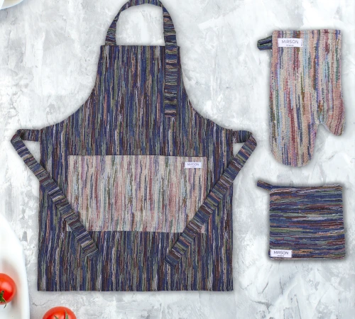 Набір №9000 Mint (прихватки 1 шт., рукавиці 1 шт., фартух 1 шт.) гобелен/вафля