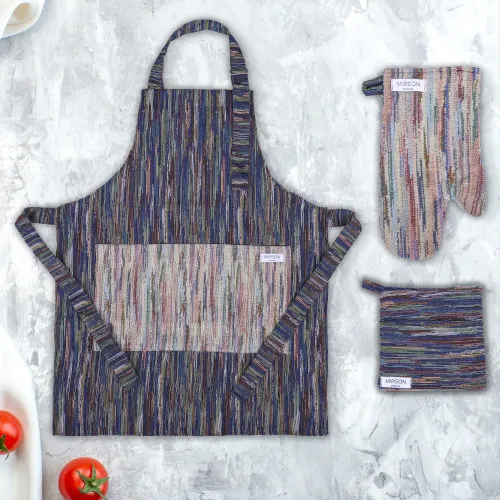 Набор №9000 Mint (прихватки 1 шт., перчатки 1 шт., фартук 1 шт.) гобелен/вафля