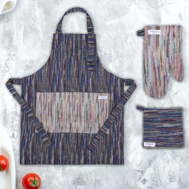 Набір №9000 Mint (прихватки 1 шт., рукавиці 1 шт., фартух 1 шт.) гобелен/вафля