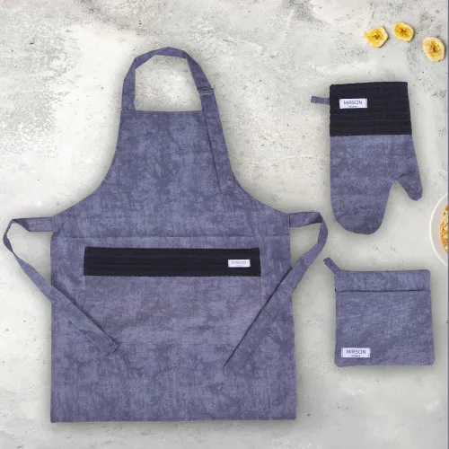 Набор №8003 Black (прихватки 1 шт., перчатки 1 шт., фартук 1 шт.) Дак/Вафля