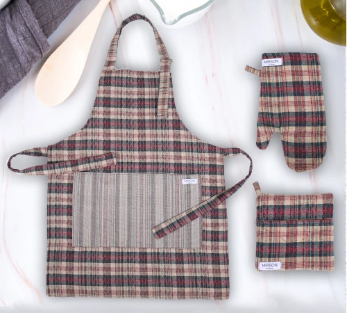 Набір №9001 Coffee (прихватки 1 шт., рукавиці 1 шт., фартух 1 шт.) гобелен/вафля