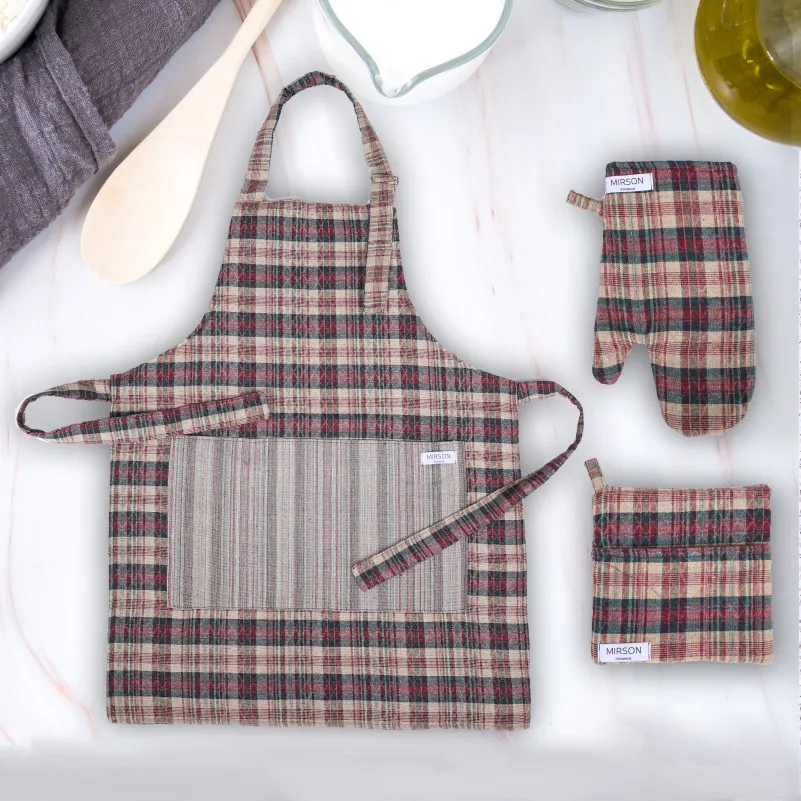 Набір №9001 Coffee (прихватки 1 шт., рукавиці 1 шт., фартух 1 шт.) гобелен/вафля