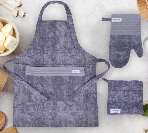 Набір №8004 Gray (прихватки 1 шт., рукавиці 1 шт., фартух 1 шт.) Дак/Вафля