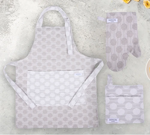 Набір №9003 Ashen (прихватки 1 шт., рукавиці 1 шт., фартух 1 шт.) гобелен/вафля