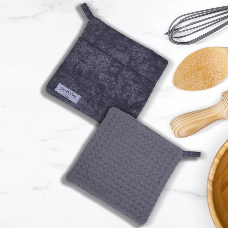 Набір №8001 Gray (прихватка 1 шт., рукавиця 1 шт.) Дак/Вафля - 1