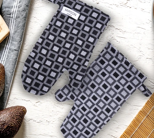Набір №9002 Gray (прихватка 1 шт., рукавиця 1 шт.) гобелен/вафля - 2