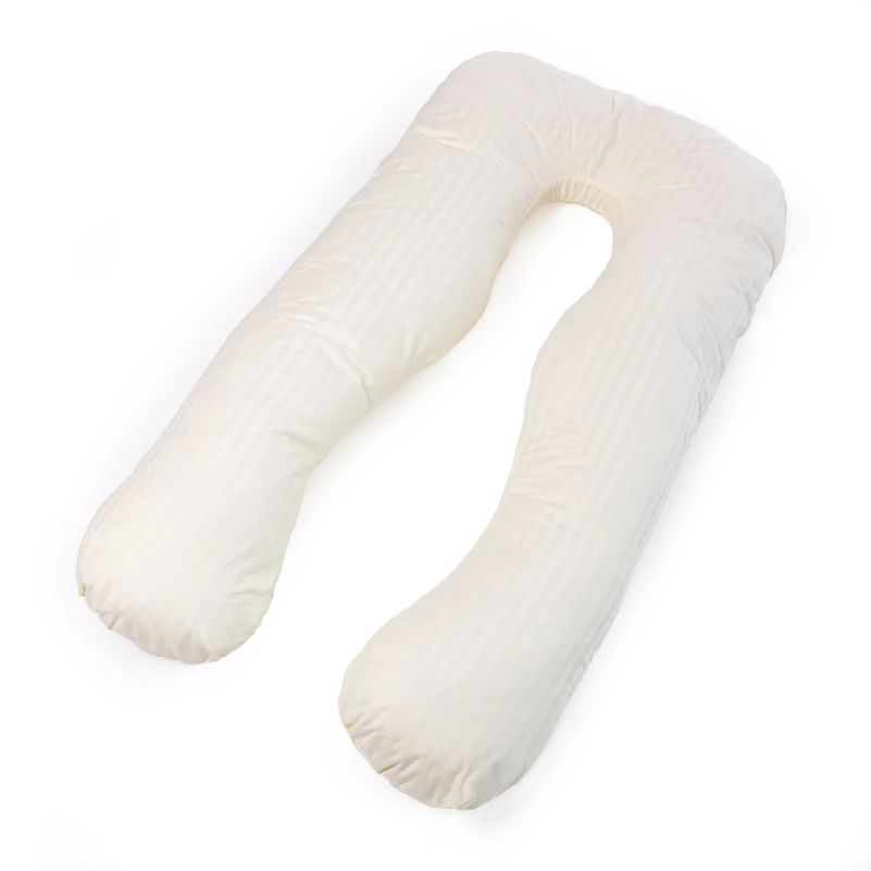 Подушка для беременных и отдыха U-образная № 8025 Satin Stripe "Soft Yellow" EcoSilk страйп-сатин - 14