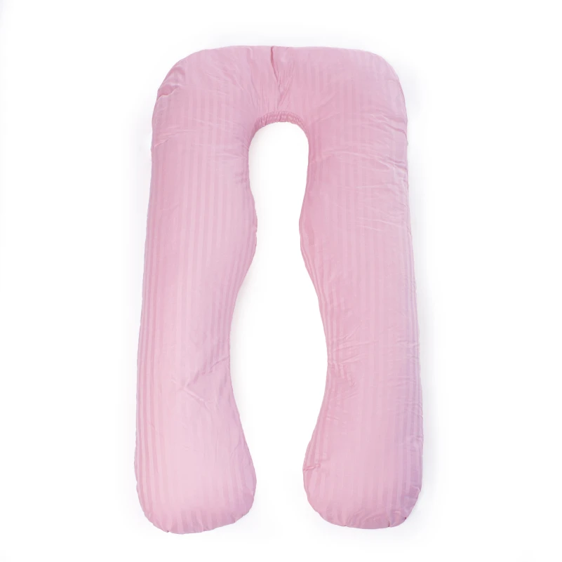 Подушка для беременных и отдыха U-образная № 8026 Satin Stripe "Pink" EcoSilk страйп-сатин - 14
