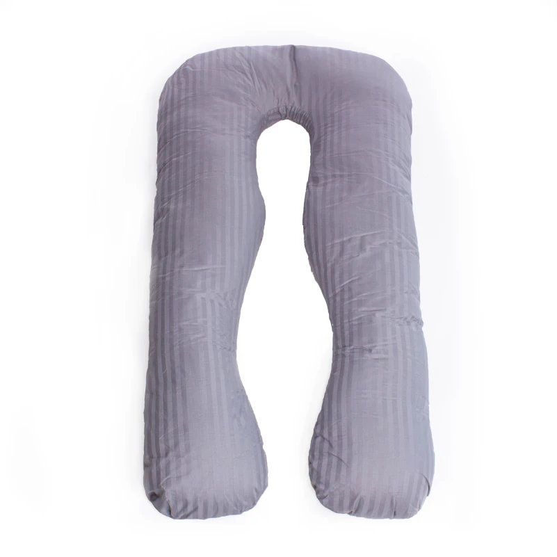 Подушка для беременных и отдыха U-образная № 8027 Satin Stripe "Light Gray" EcoSilk страйп-сатин - 14
