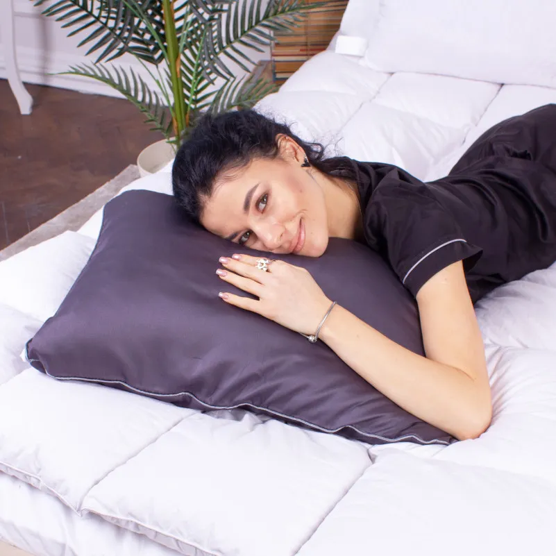 Подушка ортопедична (стружка Memory) №4095 Delicate satin 0240 Iron grey MEN 59*43*12 см - 6