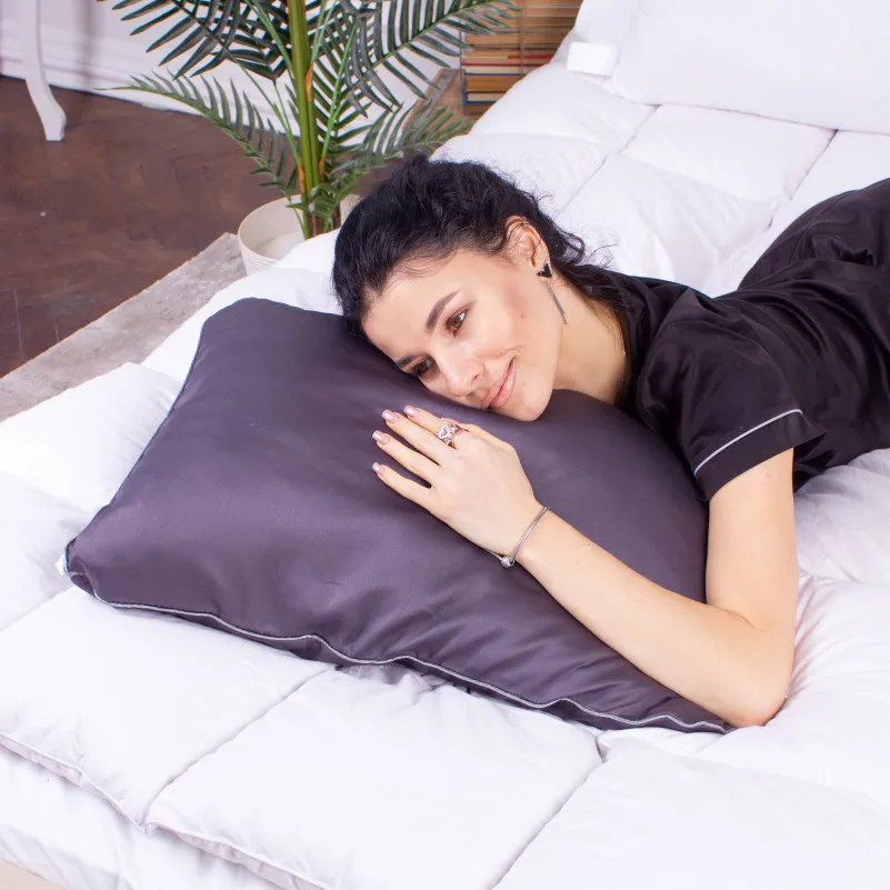 Подушка ортопедична (стружка Memory) №4095 Delicate satin 0240 Iron grey MEN 59*43*12 см - 9