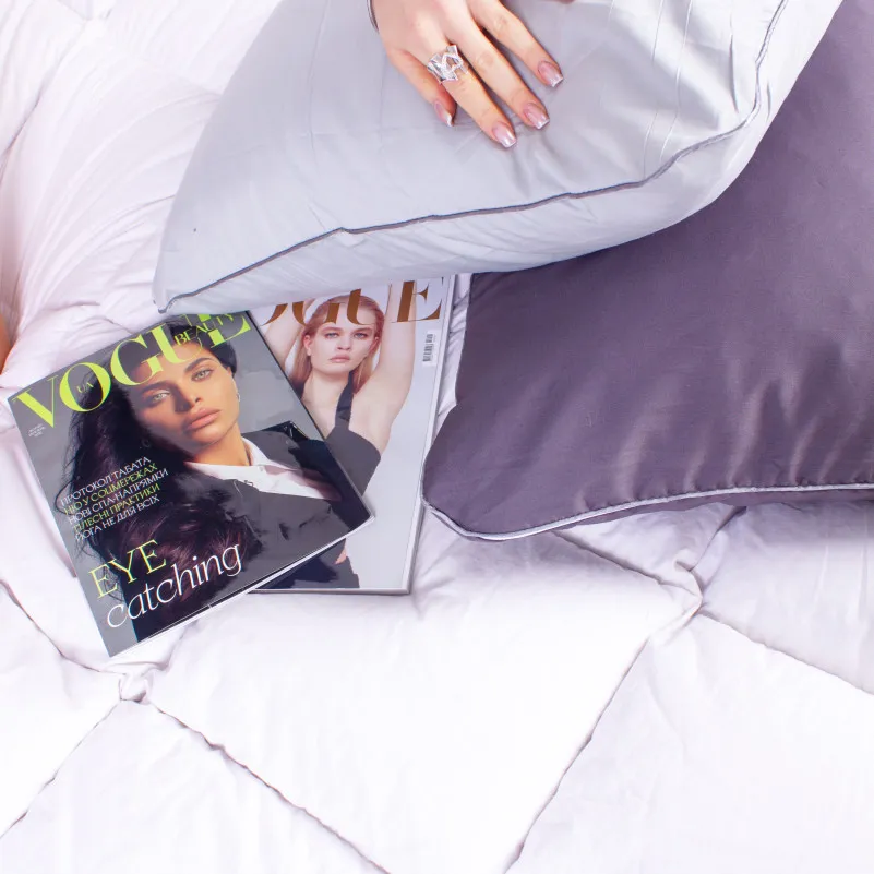 Подушка ортопедична (стружка Memory) №4095 Delicate satin 0240 Iron grey MEN 59*43*12 см - 5