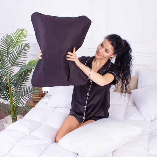 Подушка (стружка Memory) №4040 Delicate satin 0055 Black Pearl Women 59*43*10 см