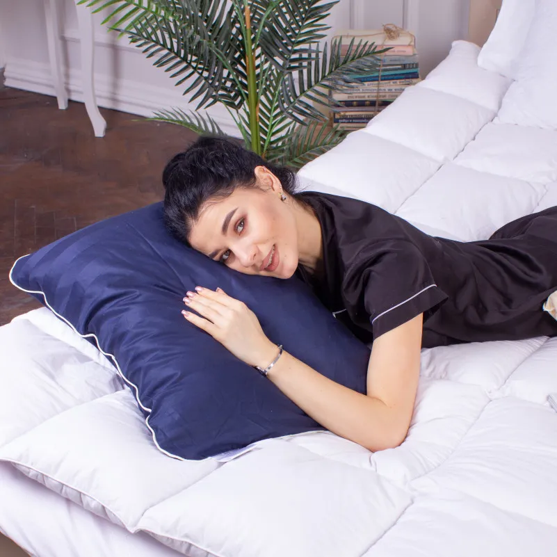 Подушка ортопедическая (стружка Memory) №4006 Noble stripe Blue sea Women 59*43*10 см - 5