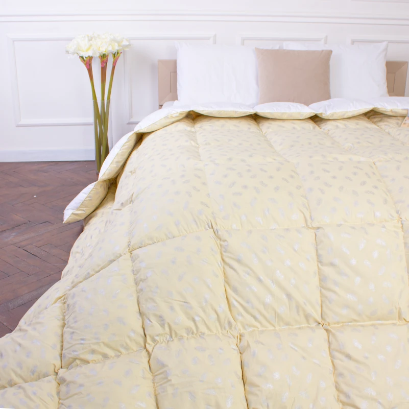 Одеяло пуховое KARMEN №1854 "Bio-Beige" 90% серый Bio пух тик (зима+) - 9