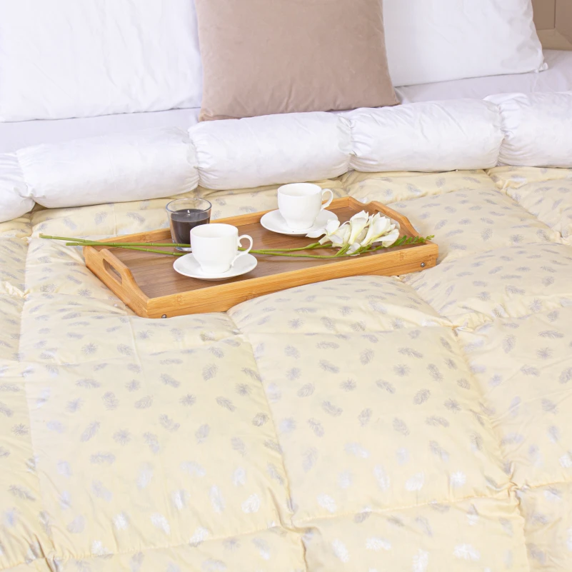 Одеяло пуховое KARMEN №1854 "Bio-Beige" 90% серый Bio пух тик (зима+) - 12