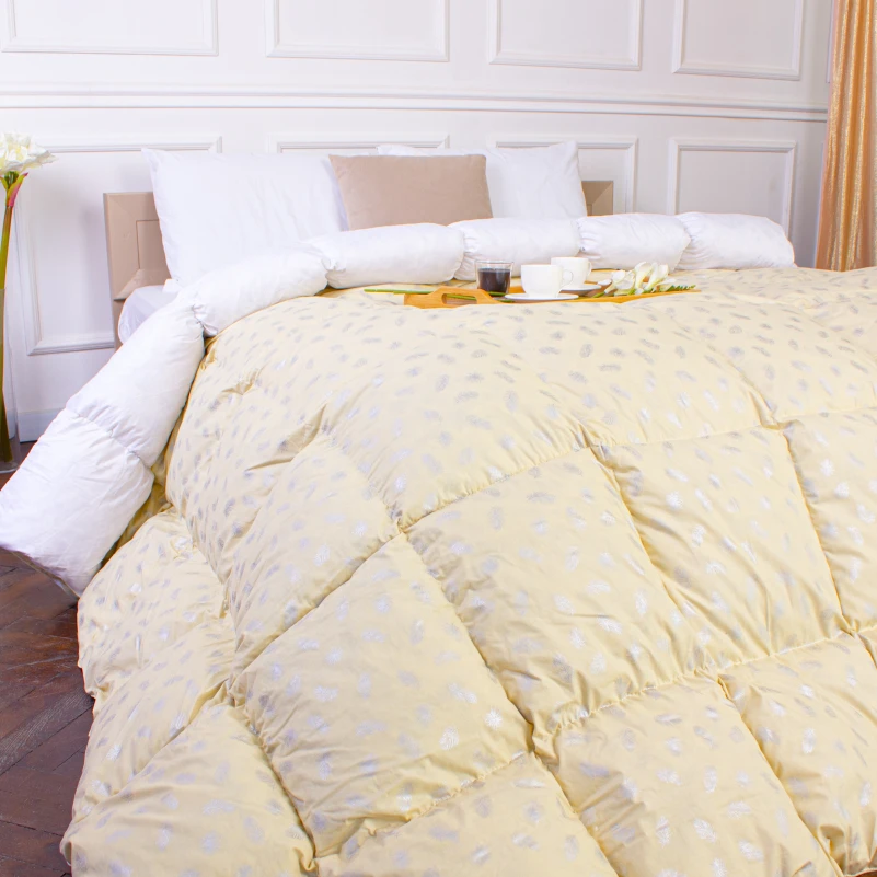 Одеяло пуховое KARMEN №1854 "Bio-Beige" 90% серый Bio пух тик (зима+) - 13