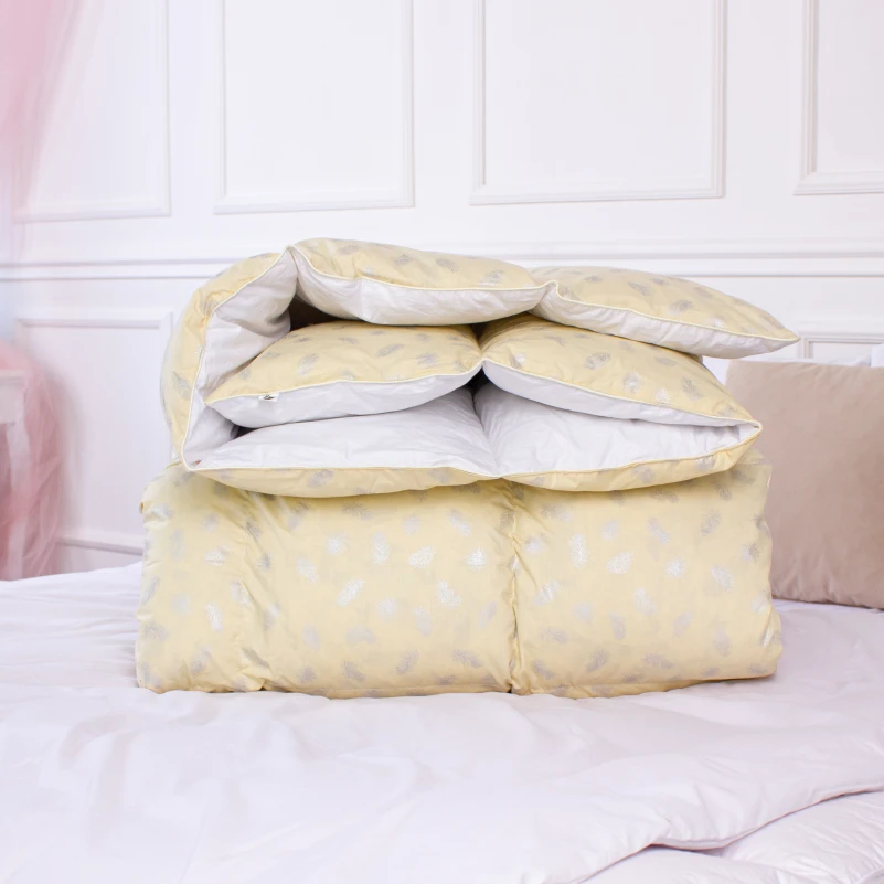 Одеяло пуховое KARMEN №1854 "Bio-Beige" 90% серый Bio пух тик (зима+) - 15