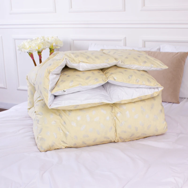 Одеяло пуховое KARMEN №1854 "Bio-Beige" 90% серый Bio пух тик (зима+) - 16