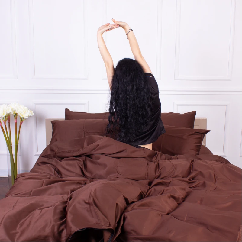 Простирадло на гумці (САТИН) 0211 Cacao - висота 25 см (дитячі 10 см) - 3