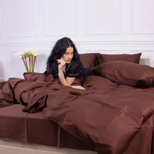 Простынь на резинке (САТИН) 0211 Cacao - высота 25 см (детские 10 см) - 2