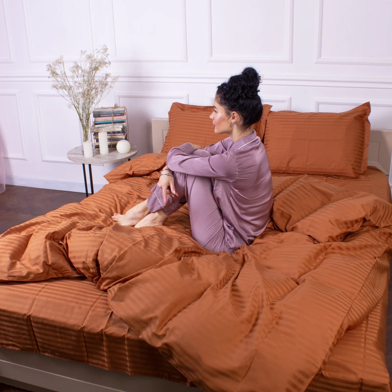 Постельное белье Satin Stripe 30-0005 Brown - 2