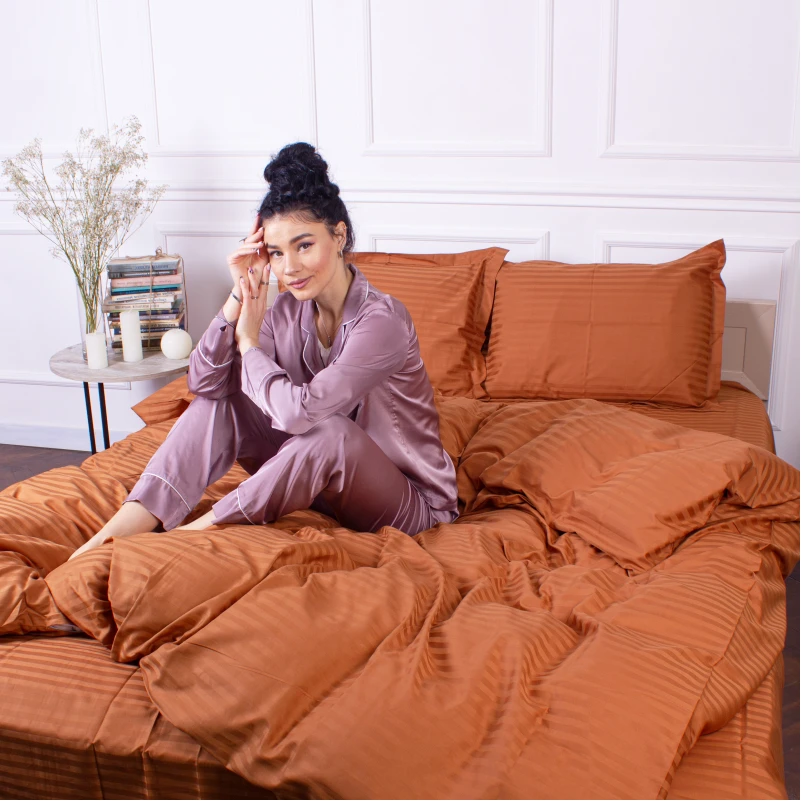 Постельное белье Satin Stripe 30-0005 Brown - 4