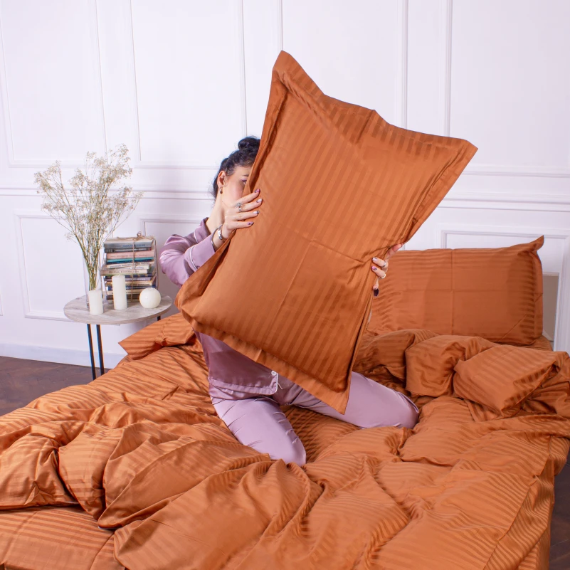 Постельное белье Satin Stripe 30-0005 Brown - 5