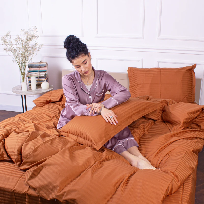 Постельное белье Satin Stripe 30-0005 Brown - 6