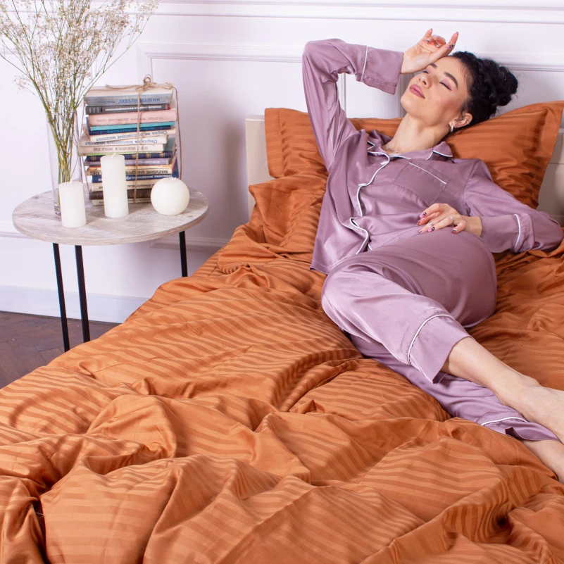 Постельное белье Satin Stripe 30-0005 Brown - 8