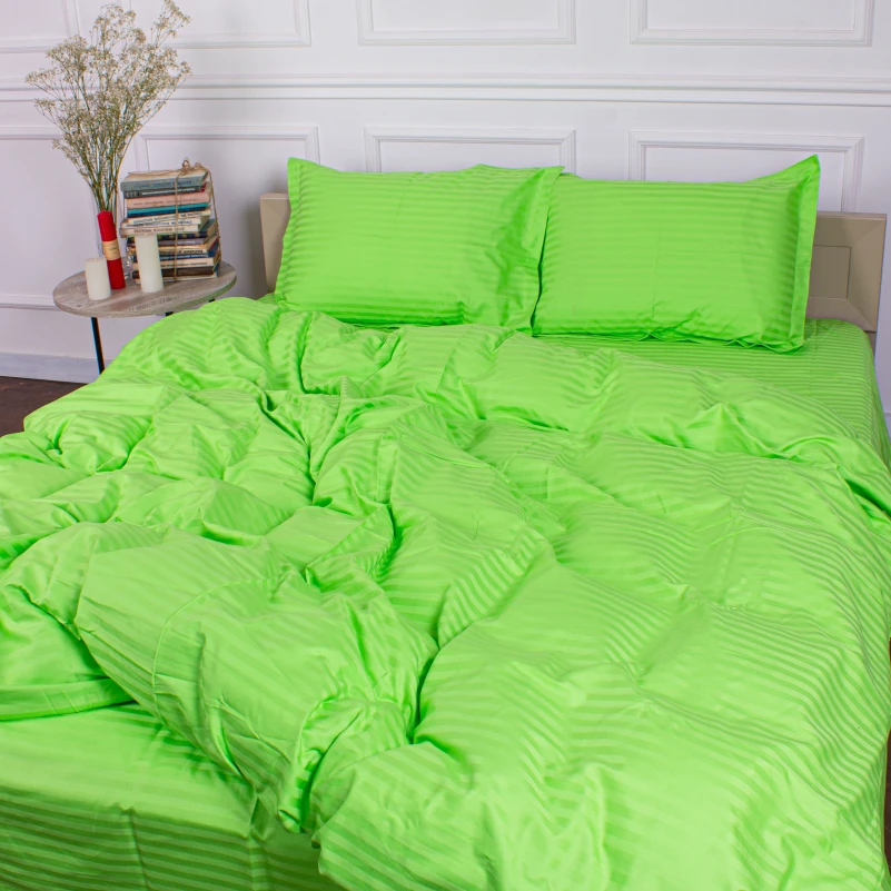 Постельное белье Satin Stripe 30-0016 Light Green - 6