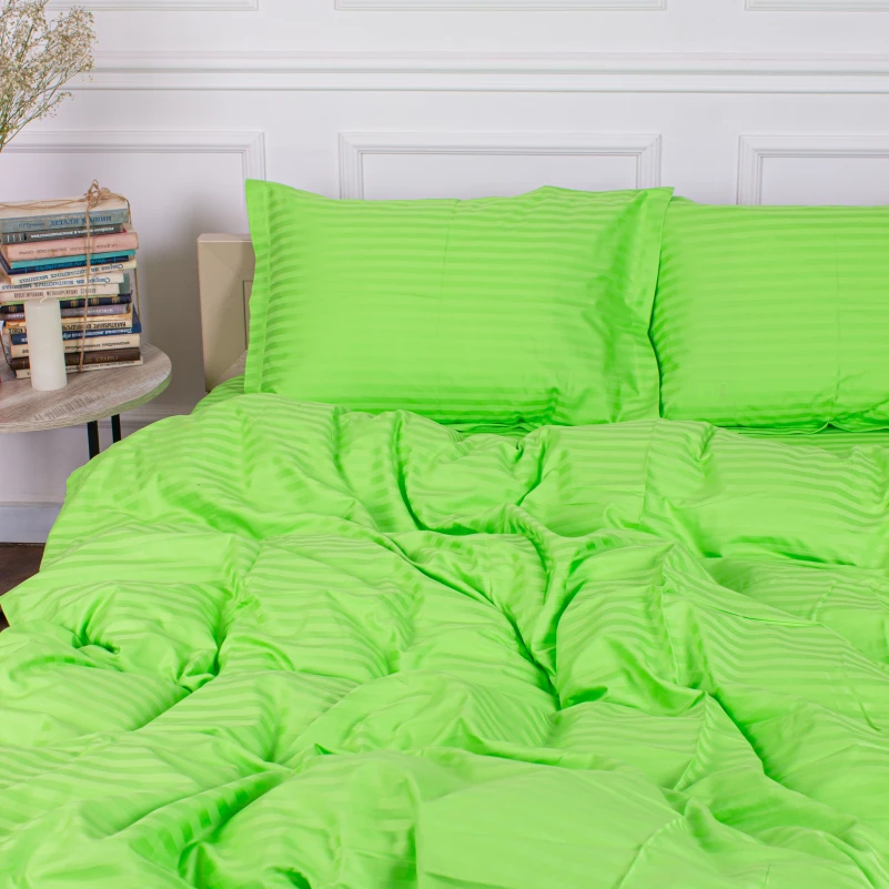 Постельное белье Satin Stripe 30-0016 Light Green - 2