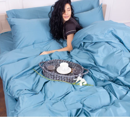 Комплект постельного белья Сатин "0845 Blue Wave" - 2